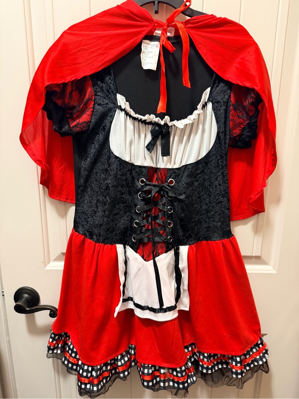 WONDERLAND Red and Black Little Red Riding Hood Costume with White Apron